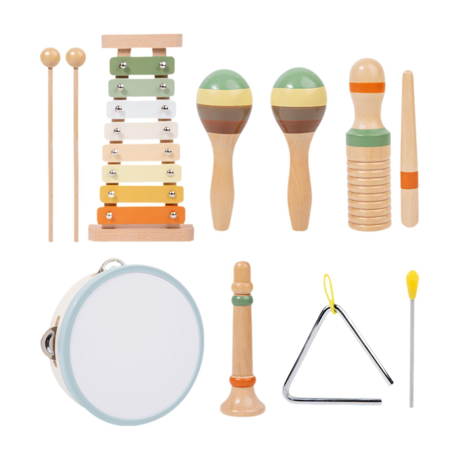Ensemble Instruments Musique Bois – 7 Pièces, Xylophone, Maracas – Montessori 1-3 Ans