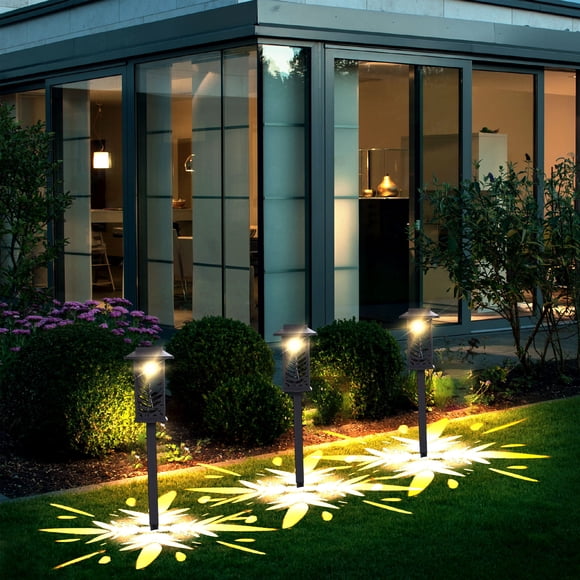 Kbndieu Lampe Solaire en Plastique, Piquet de Sol Solaire, Lumière pour Pelouses, Extérieur, Étanche, à Énergie Solaire, Patio, Jardin Solaire, Décorative, Lumière Blanche, Lumière Chaude, Lumière Colorée, Trois Choix d'Éclairage et de Plafond