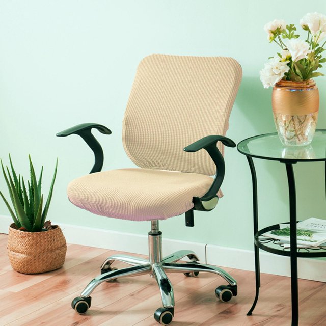 Baohd Computer Chair Cover Swivel Chair Cover Rotating for Chair Beige Backrest + Cushion Cover 1Set