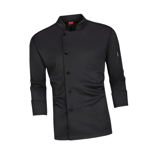Bunblic Chef Coat Breathable Long Sleeve for Kitchen Work Uniform Food Service Hotel XL
