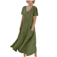thumbnail image 1 of Tranfacy Robe d'Été pour Filles, Robe Maxi pour Jeunes Filles, Robe à Manches Courtes pour Fille, Robe de Princesse à la Mode et Mignonne, Robe Respirante Douce et Confortable, 1 of 4