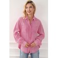 thumbnail image 5 of Women's Pink Mineral Wash Crinkle Textured Chest Pockets Shirt, 5 of 5