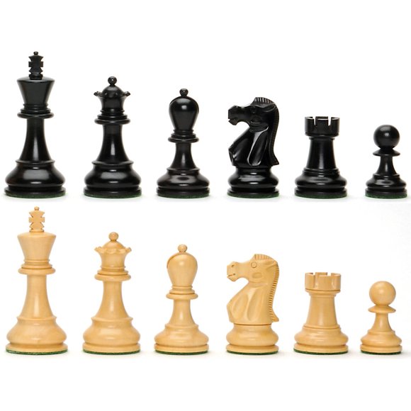 WE Games Jacques Chessmen - Weighted & Handpolished Black Stained Wood with 3.92 in. King