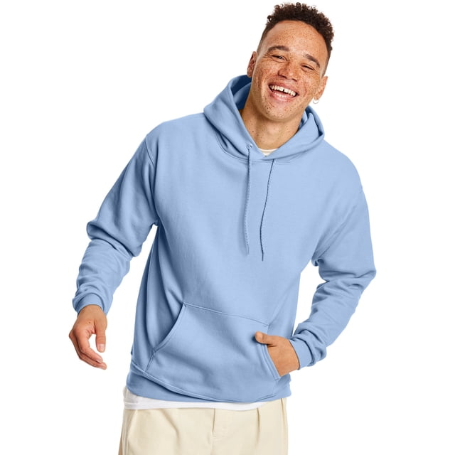 Hanes Mens EcoSmart Fleece Hoodie, S, Light Blue