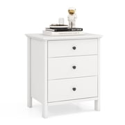 Patiojoy 3-Drawer Modern Nightstand Bedside Table Wooden End Table White