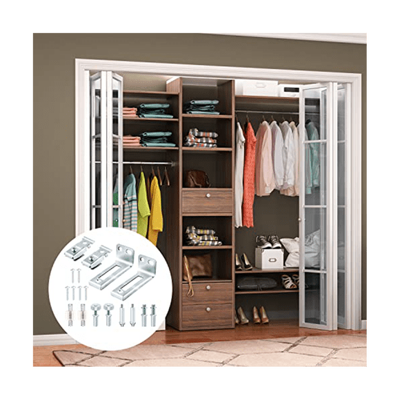 Bi-Fold Door Hardware Repair Kit, Closet Door Hardware for 3/8 Inch Thick Doors,with Top and Bottom Pivots,Guide Wheel