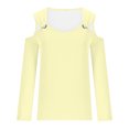 thumbnail image 4 of Yuyuzo Womens Tunic Tops Cold Shoulder Long Sleeve Shirts Loose Solid Color Lightweight Tee Tops, 4 of 5