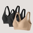 thumbnail image 2 of Amzcrzy 3PC Womens Bras Comfortable Supportive Lift Push up Bra Trendy Solid Color Ribbed Seamless T Shirt Bra XL, 2 of 5