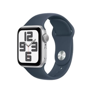 Restauré Apple montre Series SE 2nd Gen (GPS + Cellulaire, 40mm) Boîtier en aluminium argenté et bande de sport bleu tempête, Excellent (rénové certifié)