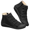 thumbnail image 4 of Bottes Rétro Décontractées pour Femmes en Cuir Plat à Lacets avec Fermeture Éclair Latérale Bottes Chaussures Grande Taille, 4 of 6