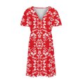 thumbnail image 4 of EGNMCR Robes de Fête pour Femmes Femmes Grande Taille Été Décontracté Manches Courtes Col en V Manches Imprimées Robes Robe Ample, 4 of 6