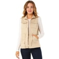 thumbnail image 2 of INSPIRE CHIC Women's Sleeveless Drawstring Waist Pocket Sleeveless Zipper Utility Vest, 2 of 6