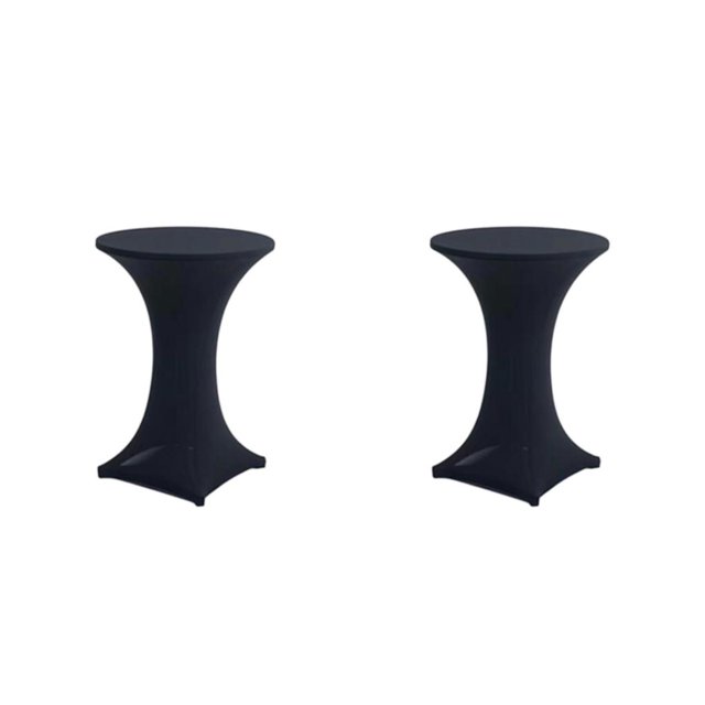 ZheElen Easy Care Stretch Round Tablecloth Versatile And Environmentally Friendly black 2Set