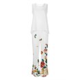 thumbnail image 4 of Mikilon Ensemble Stylé pour Femmes 2 Pcs Décontracté Ample Imprimé Gilet Pantalon Long Sans Manches Col Rond Haut/chemise Ensemble Blanc TP, 4 of 5