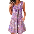 thumbnail image 1 of Dresses for Women Womens Sleeveless Round Print Button Pullover Dress, 1 of 1
