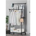 thumbnail image 1 of Tyidzon Clothing Rack, Double Rods Clothes Rack for Hanging Clothes Portable Wardrobe Rack, Metal Garment Rack Sturdy Coat Rack for Bedroom Laundry Living Room Black, 1 of 6