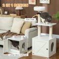 thumbnail image 3 of CoSoTower Cat Tree with Litter Box Enclosure, Sisal Covered Scratching Posts, Large Platform, Bed for Indoor Cats, White, 3 of 7