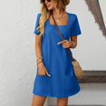thumbnail image 4 of Liquidation d'Été! WRKEKC Robes d'Été pour Femmes 2025, Robes Soleil Femmes, Robe en Denim à Manches Longues et Col en V Ample et Tendance pour Femmes, 4 of 6