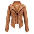 thumbnail image 1 of LOVZFMLL Vestes pour Femmes en Cuir à Manches Longues Veste Courte à Revers Veste Veste, 1 of 3