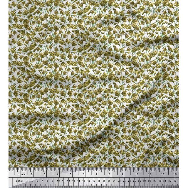 Soimoi Polyester Crepe Fabric Flower Artistic Decor Fabric Printed Yard 42 Inch Wide