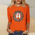 thumbnail image 2 of Dadaria Hauts pour Femmes Chemise Orange Manches 3/4 T-Shirt Col Rond Tee d'Été Chandail Blouses L, 2 of 4