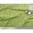 thumbnail image 3 of Soimoi Tissu Satin Modal Vert Motif Ethnique Roue Tissu au Mètre 42 Pouces de Large, 3 of 3