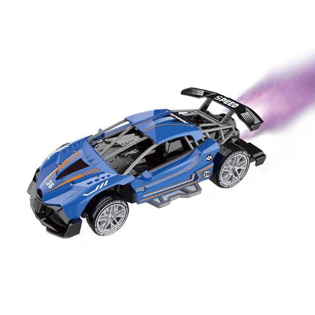 Remote Control Car Blue With Water Spray Feature High Speed Drifting 1 16 Scale For Children Age 4 12 Rechargeable Battery Indoor Outdoor Use Size 8 7X4 5X2 4 Inches Blue