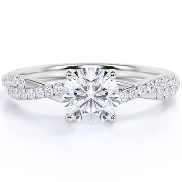 JeenMata 2 Carat infinity Round cut Moissanite Engagement Ring in 18K White Gold Plating for Women