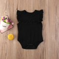thumbnail image 2 of Newborn Baby Girl Basic Romper Solid Color Ruffle Sleeveless Bodysuit Onesie Clothes Black 12-18 Months, 2 of 7