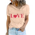 thumbnail image 2 of Meichang T-Shirts pour Femmes Hauts de la Saint-Valentin Imprimé Cœur Mignon T-Shirts Manches Courtes Col Rond Blouses de Vacances en Liquidation, 2 of 5