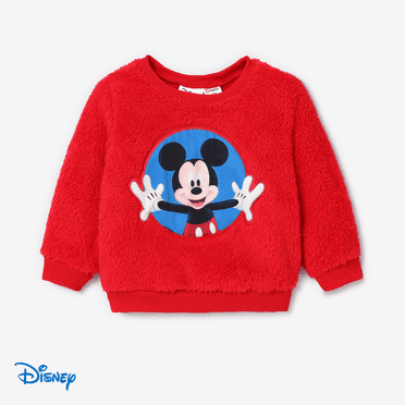 Disney Mickey Mouse Filles Garçons Chandails Molletonnés à Col Rond avec Motif Brodé Tailles 2-6