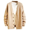 thumbnail image 1 of Grrvtrz Men's Casual Long Sleeve Deep V Neck Button Down Sweater Comfy Solid Color Sweater Coat Rib Knit Cardigan Sweaters, 1 of 6