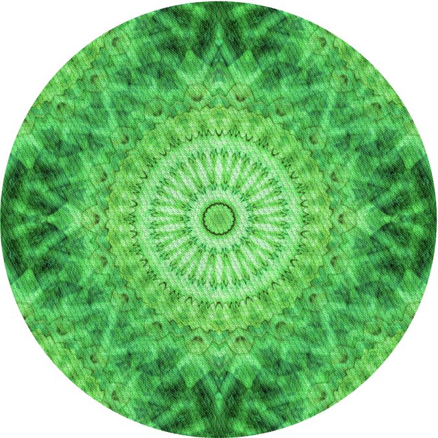 Ahgly Company Tapis d'Intérieur Rond Lavable en Machine Vert Néon Transitionnel, 5 Pieds Rond