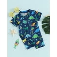 thumbnail image 4 of Wangsaura Toddler Baby Boy Rash Guard Swimsuit Cute Print Short Sleeve Zip Front Bathing Suit Swimwear, 4 of 10