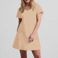 thumbnail image 4 of Liquidation d'Été 2025! Robe Grande Taille pour Femmes, Liquidation de Robe d'Été pour Femmes, Mode Féminine Robe Décontractée à Manches Courtes Col en V Couleur Unie, 4 of 4