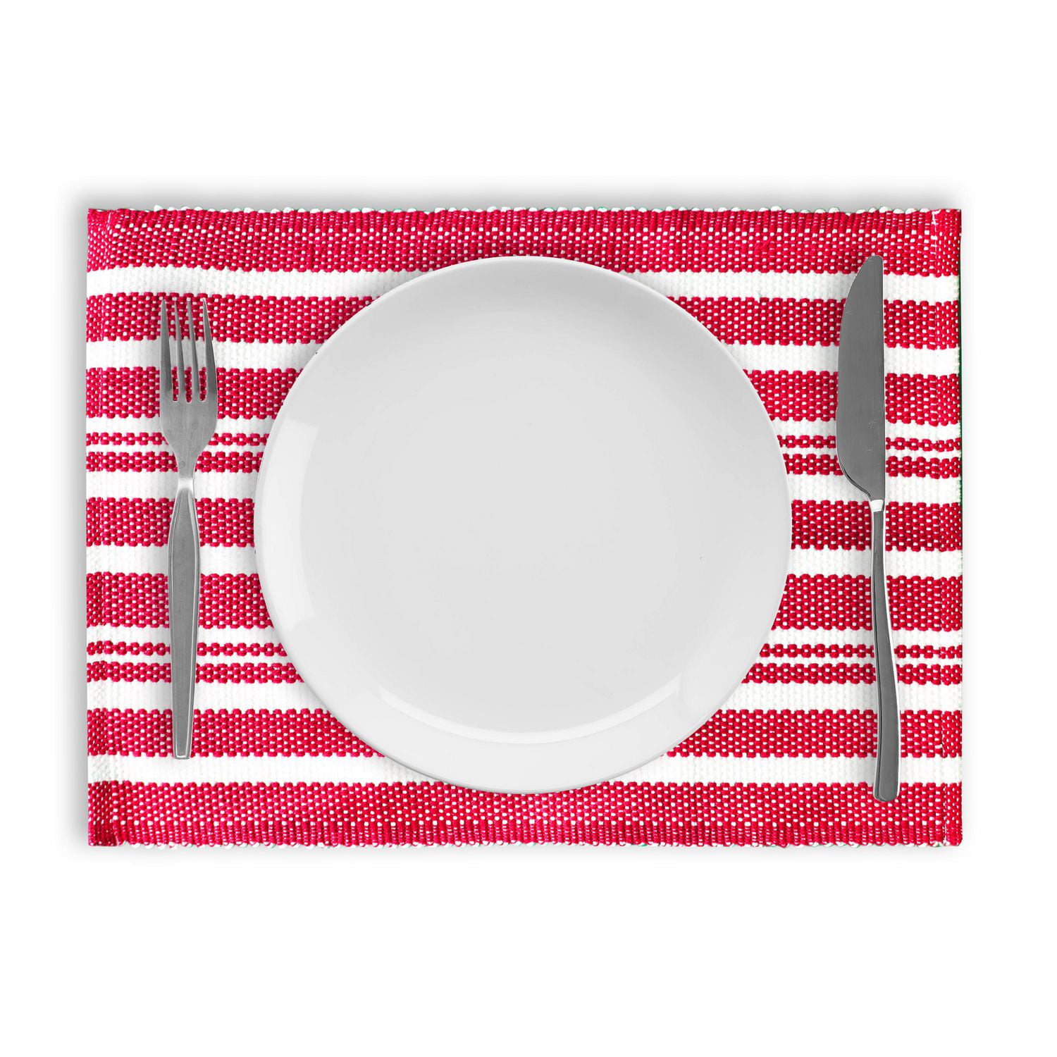 Ensemble de 4 sets de table en coton à rayures Broadway Fabstyles, lavables en machine, parfaits pour la cuisine et la table à manger ou les tables d'extérieur