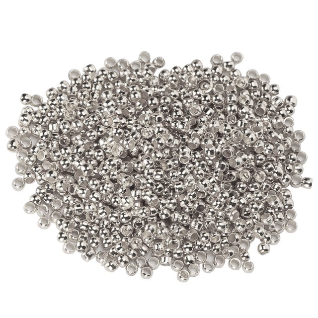 Perle Entretoise Ronde, 500 Pcs Perles à Écraser Fabrication de Bijoux Perles Butées Simples à Utiliser pour Collier Bracelet Bricolage Argent