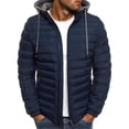 thumbnail image 2 of RKSTN Mens Down Jacket Solid Color Drawsting Hooded Jacket Winter Fashion Cotton Padded Jacket Warm Windproof Lightweight Puffer Jacket, 2 of 3