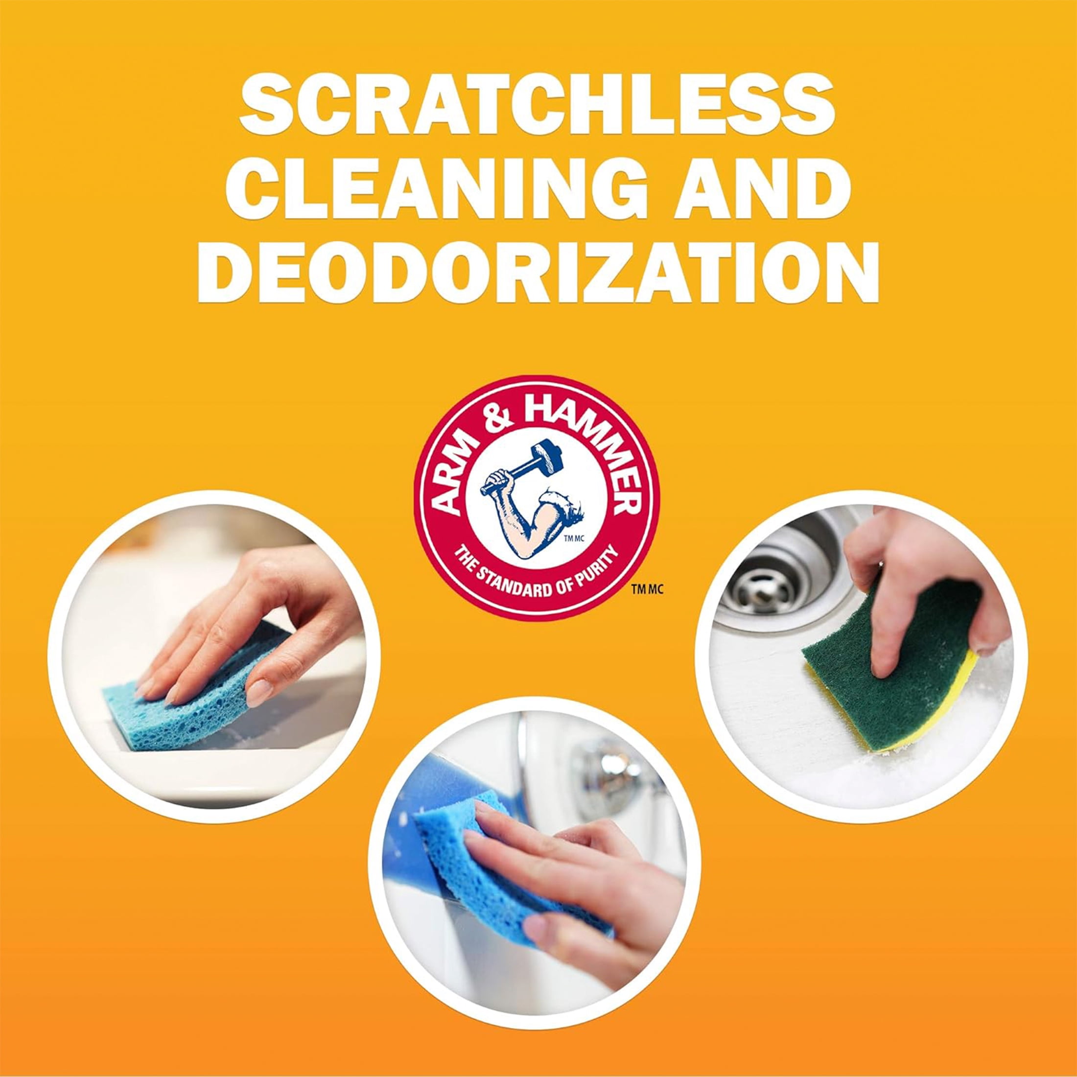 Bicarbonate de soude pur Arm & Hammer, Nettoyant multi-usages, désodorisant naturel et ingrédient essentiel pour la pâtisserie, 500g (1 paquet)