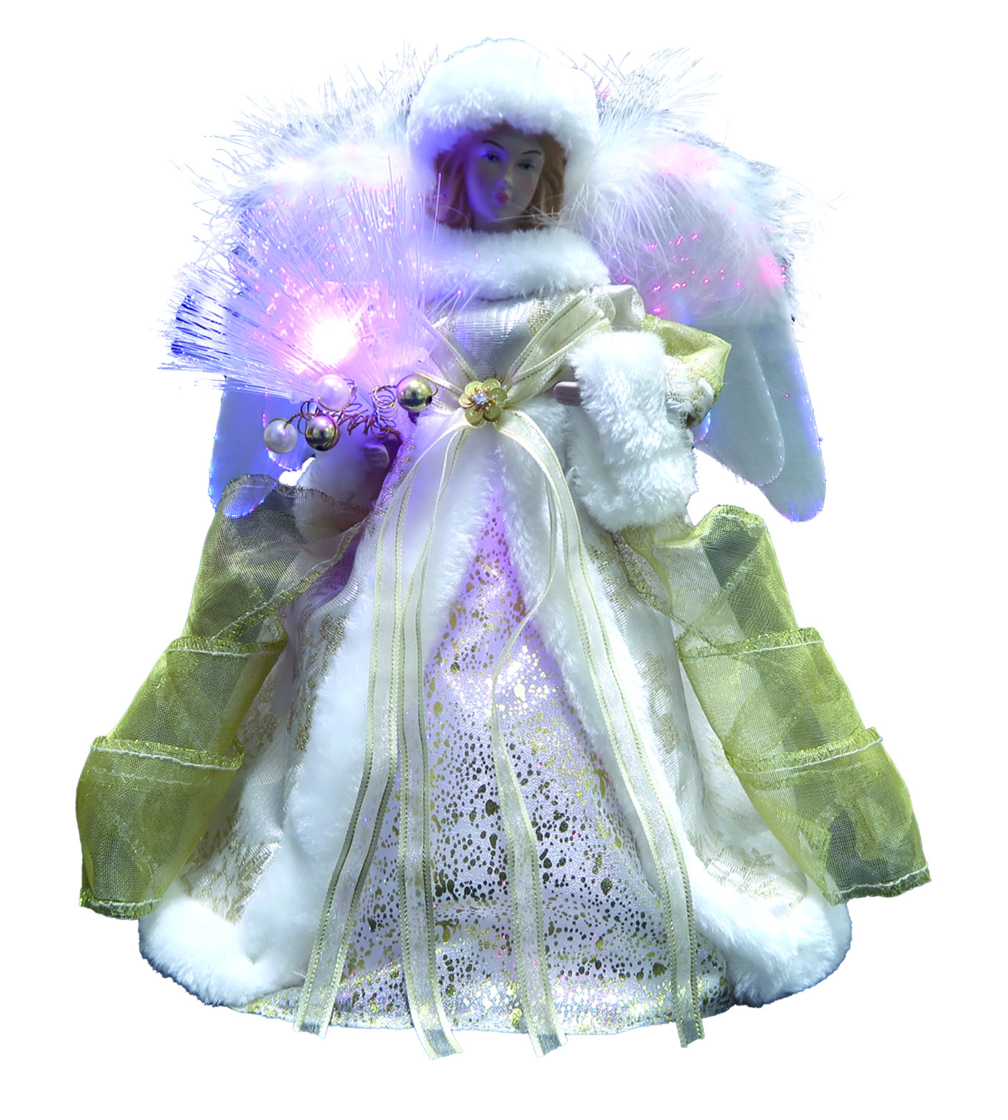 12IN B/O LED FIBER OPTIC ANGEL TREE TOPPER
