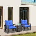 thumbnail image 2 of Outsunny 3 Pieces Wicker Patio Furniture Set, Rattan Bistro Set with Storage Coffee Table and Thickened Cushions, Outdoor Conversation Set for Garden, Porch, Balcony, Blue, 2 of 10