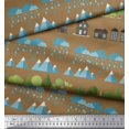 thumbnail image 3 of Soimoi Poly Georgette Fabric Tree,House & Raindrop Nature Printed Craft Fabric by The Yard 52 Inch Wide, 3 of 3