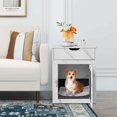 thumbnail image 2 of Costway 2-In-1 Furniture Dog Crate with Drawer Wired & Wireless Charging Side End Table White, 2 of 10