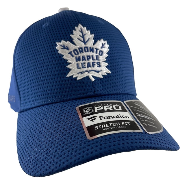 Maple Leafs de Toronto Fanatics LNH Casquette en Maille Bleue avec logo de Feuille d'Érable Blanc Brodé et Nom d'Équipe à l'Avant, avec Tissu en Maille Respirant, Couronne Structurée, Bord Courbé et Étiquette Extensible sur la Facture, Convient aux Tenues Décontractées et aux Activités de Plein Air.