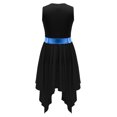 thumbnail image 4 of Yartina Robe de Danse Asymétrique pour Filles, Tunique de Prière Lituricale, Bleu&Noir 10, 4 of 6