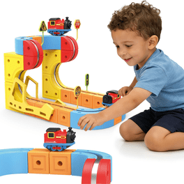 Train En Bois Battat – 6 Wagons Magnétiques – Locomotive & Marchandises – Dès 3 Ans – Blanc, Rouge, Noir