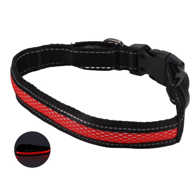 Collier LED pour Chien, Collier Lumineux Collier Stable Clip en Métal pour Extérieur Rouge, Vert, Bleu