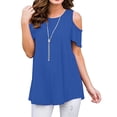 thumbnail image 2 of Off the Shoulder Shirts for Women Summer Short Sleeve Solid Color Tank Top Ladies Plus Size Beach Flowy Tees Blouse (XX-Large, BlueA1), 2 of 6