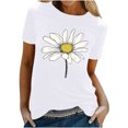 thumbnail image 1 of KIHOUT Nouveau Haut de Mode d'Été pour Femmes 2025, T-Shirt à Manches Courtes à Col Rond Décontracté à Imprimé Floral Blanc 2TG, 1 of 5