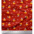 thumbnail image 1 of Soimoi Tissu Satin Modal Rouge Tranche de Fromage & Rats Imprimé pour Enfants Tissu au Mètre 42 Pouces de Large, 1 of 3